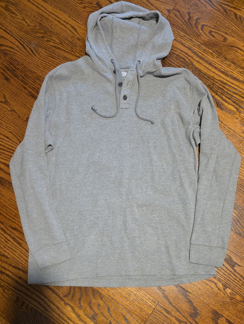 Duluth Trading Co. Light Gray Hooded Henley Pullover
